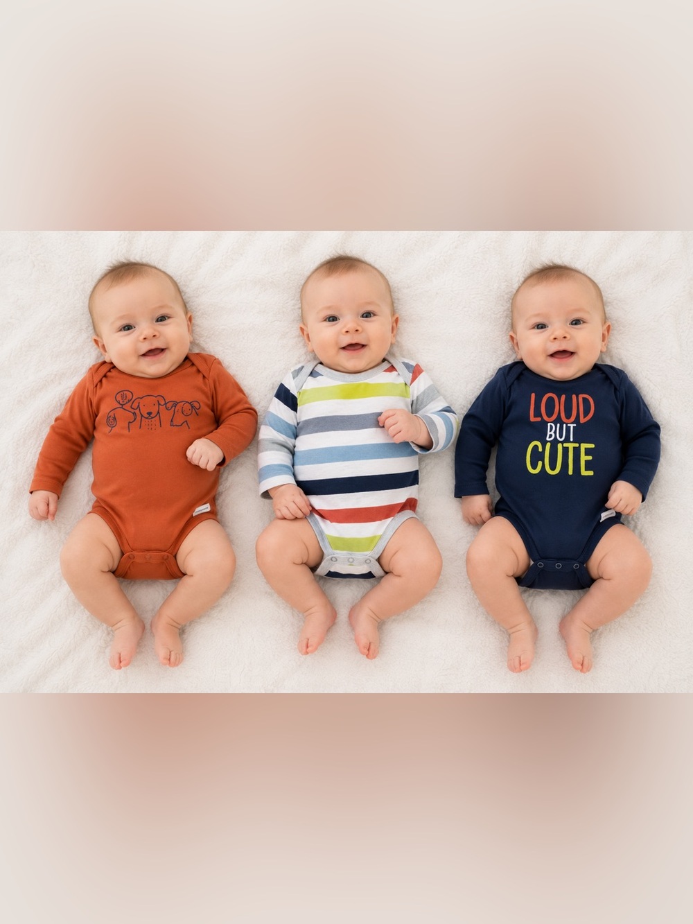 0-3 MTH Carter's Kids Long-Sleeve One-Piece Bodysuit -Rust Orange, Striped, Navy
